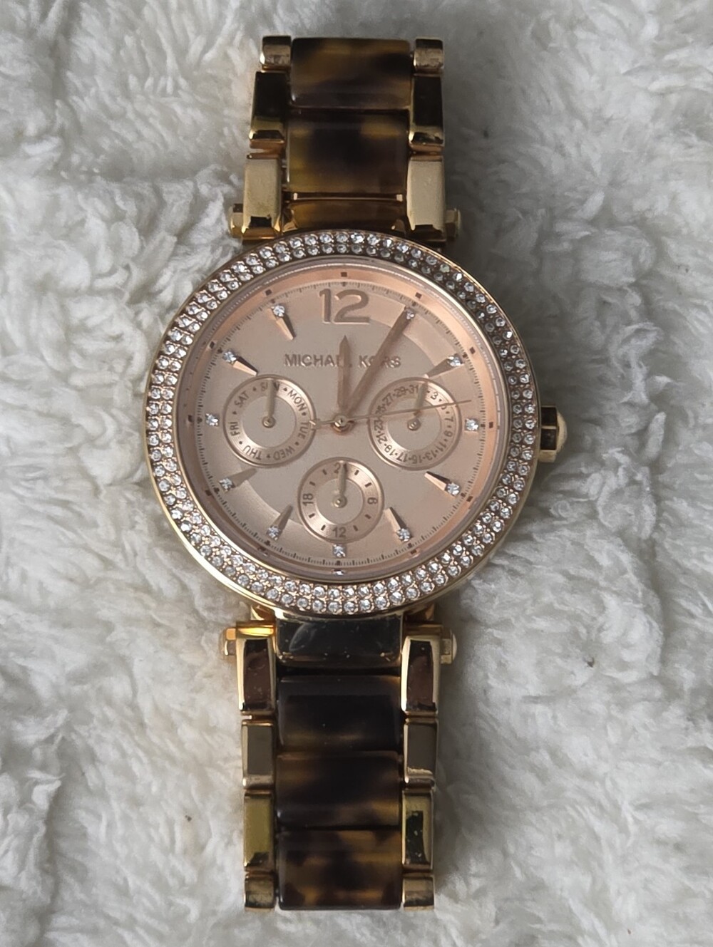 MICHAEL KORS PARKER ROSE GOLD TONE + TORTOISESHELL WATCH (MK5881) *NEEDS BATTERY